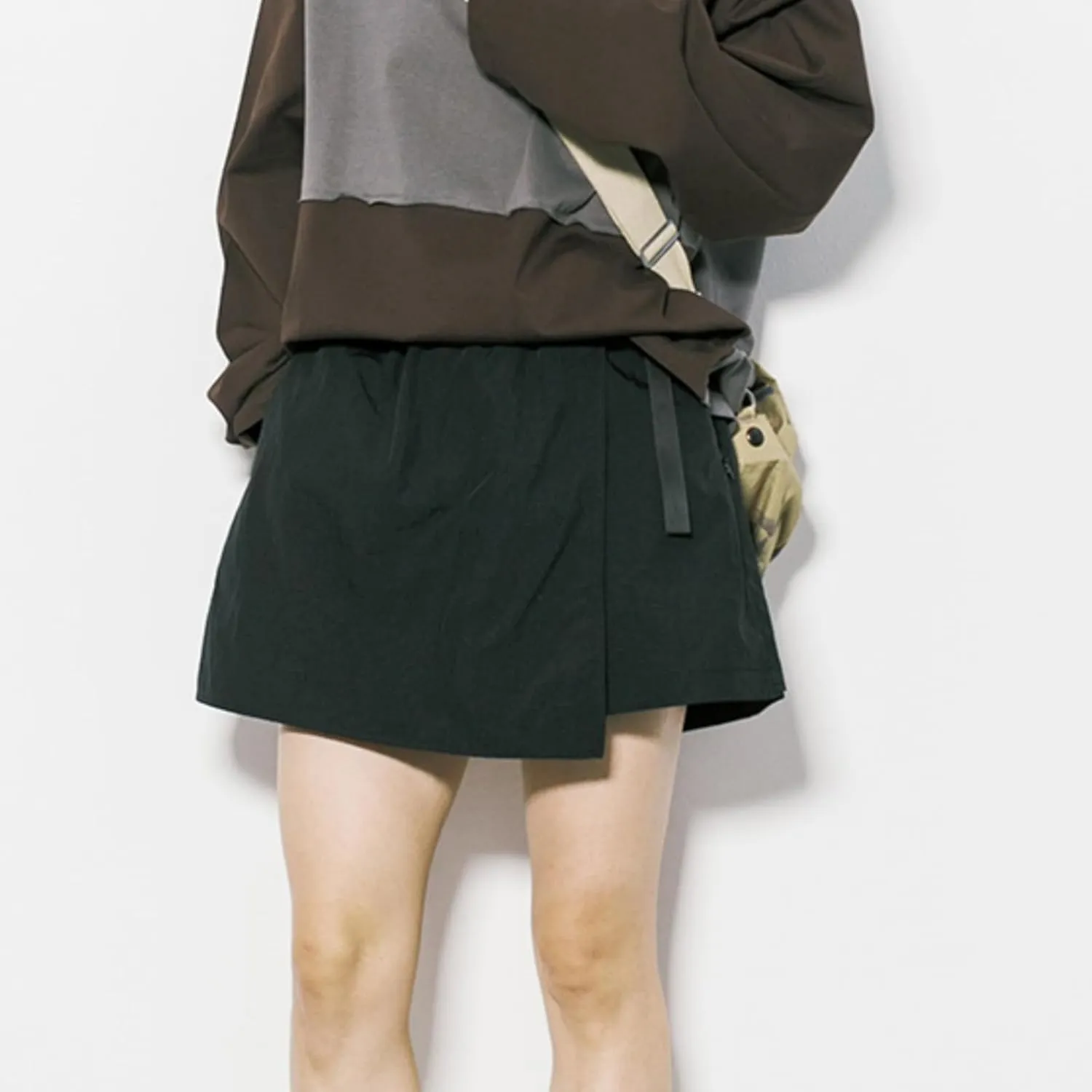 Women's Summer Outdoor Quick-Drying Solid Color Short Cargo Skirt Pants Hiking Casual High Waisted Culottes