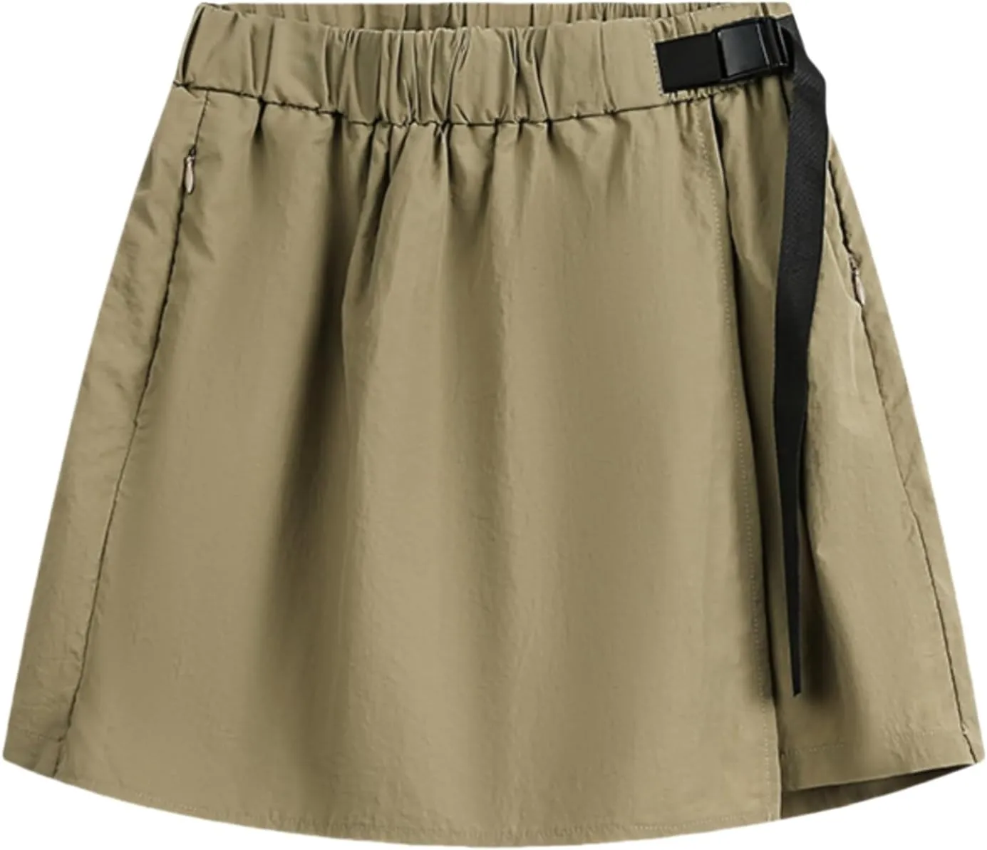 Women's Summer Outdoor Quick-Drying Solid Color Short Cargo Skirt Pants Hiking Casual High Waisted Culottes