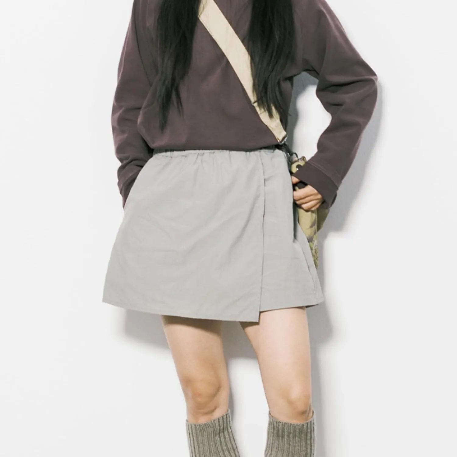 Women's Summer Outdoor Quick-Drying Solid Color Short Cargo Skirt Pants Hiking Casual High Waisted Culottes