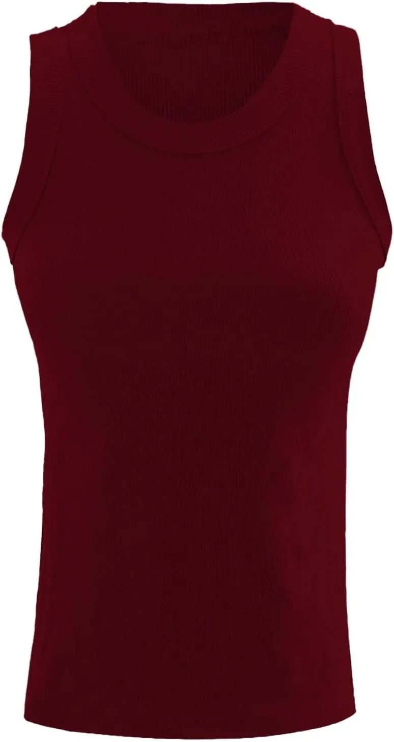Womens Summer Tank Tops Sleeveless Racerback High Neck Casual Basic Top Slim Fit Summer Quick Dry Gym Workout Tshirts