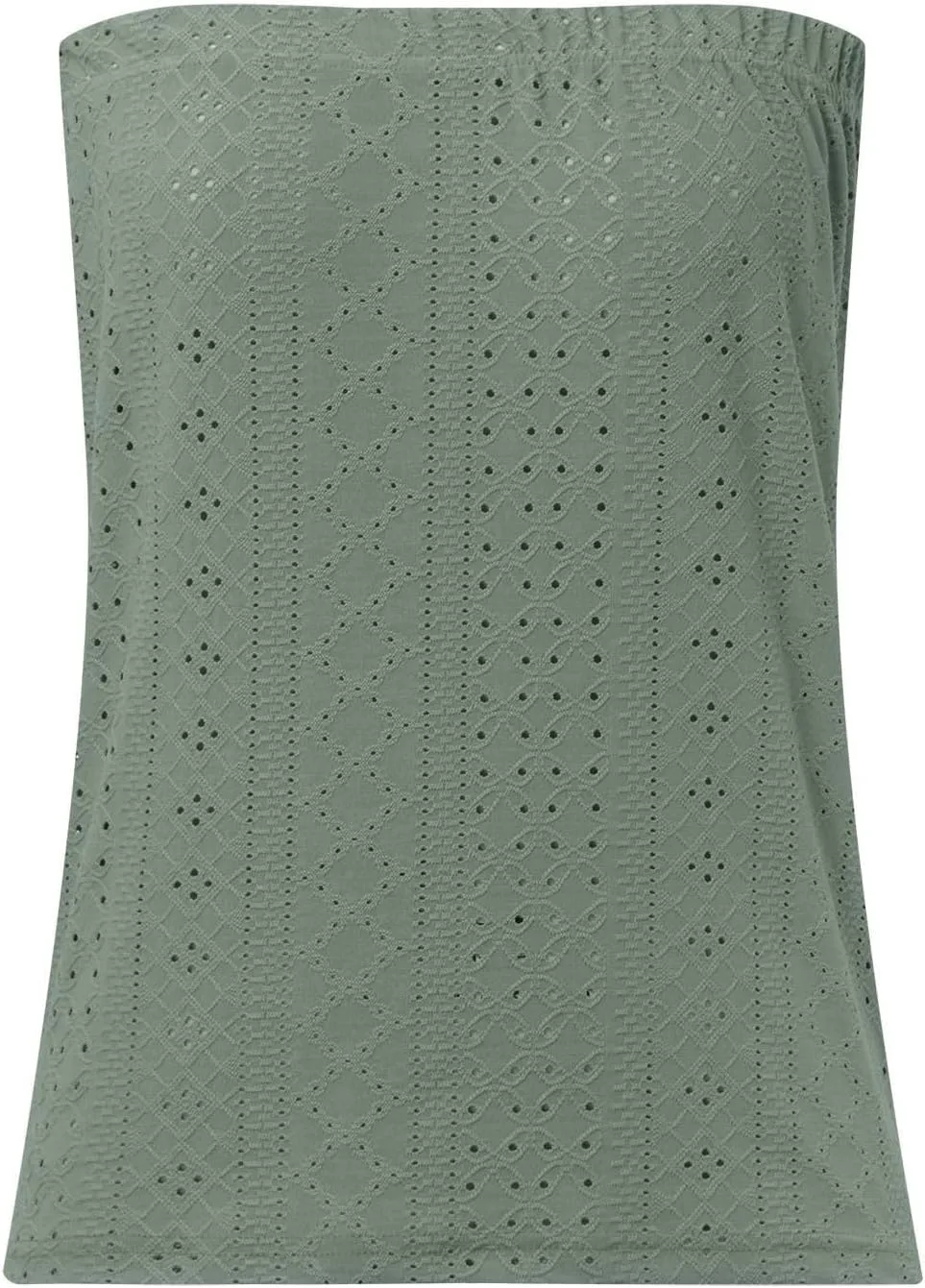 Womens Summer Tube Tops Casual Strapless Eyelet Bandeau Tanks Cute Off Shoulder Tunic Shirts Flowy Vacation Blouses