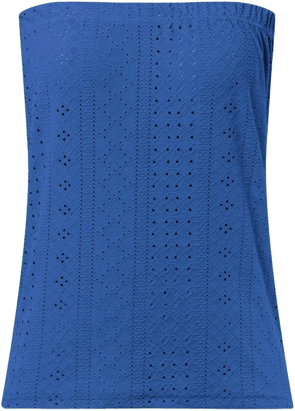 Womens Summer Tube Tops Casual Strapless Eyelet Bandeau Tanks Cute Off Shoulder Tunic Shirts Flowy Vacation Blouses
