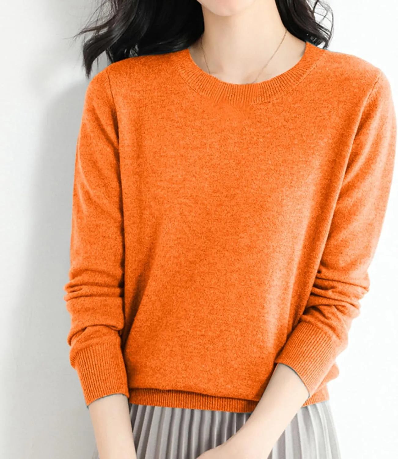Women's Sweaters Cable Knit Crewneck Solid Color Long Sleeve Casual Soft Loose Fit Jumper Tops