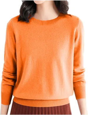 Women's Sweaters Cable Knit Crewneck Solid Color Long Sleeve Casual Soft Loose Fit Jumper Tops