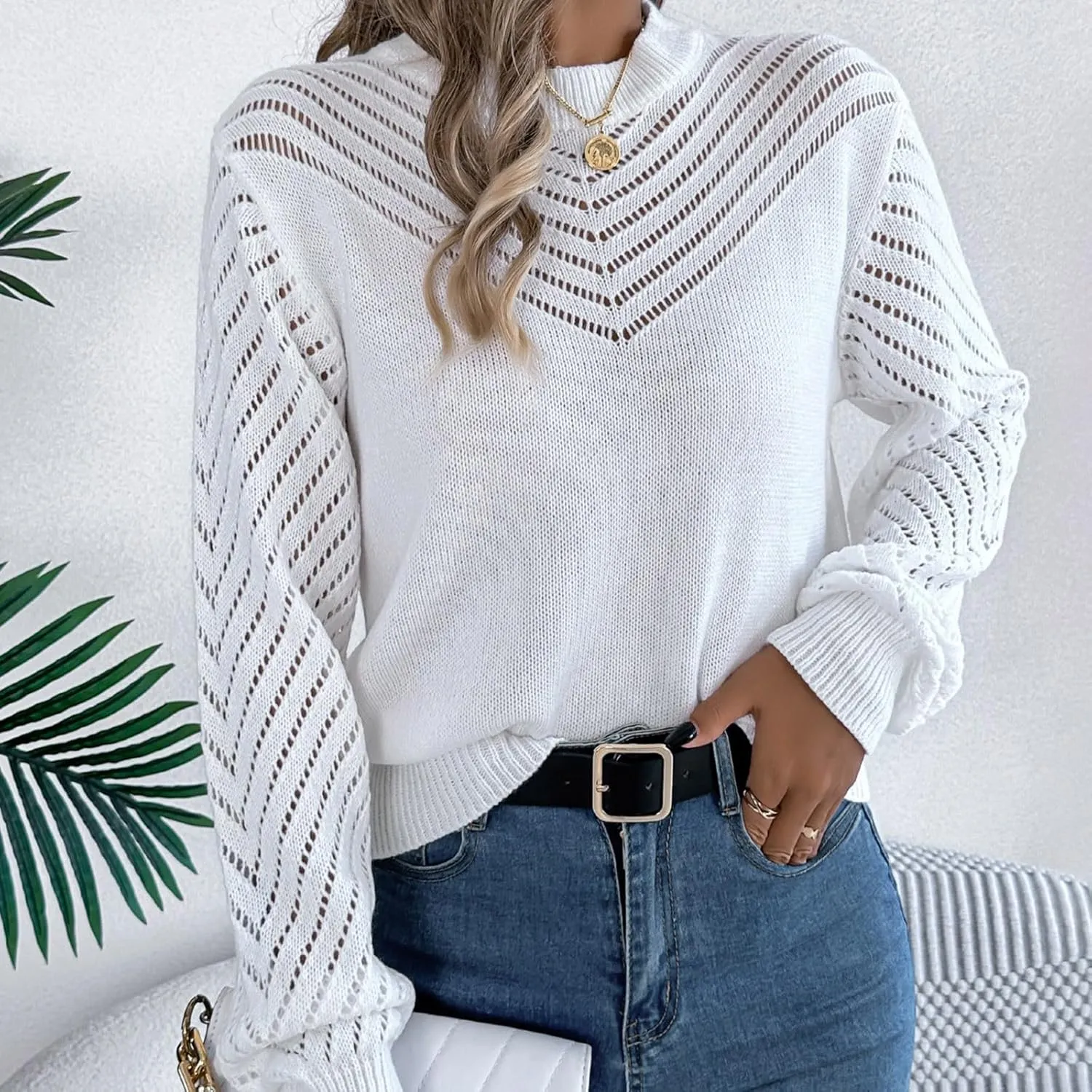 Womens Sweaters Cable Knit V Neck Solid Color Long Sleeve Casual Loose Fit Soft Jumper Tops