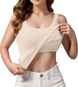 Womens Tank Tops with Built in Bra Plus Size Padded Stretchy Sports Shirt Workout Yoga Basic Undershirt