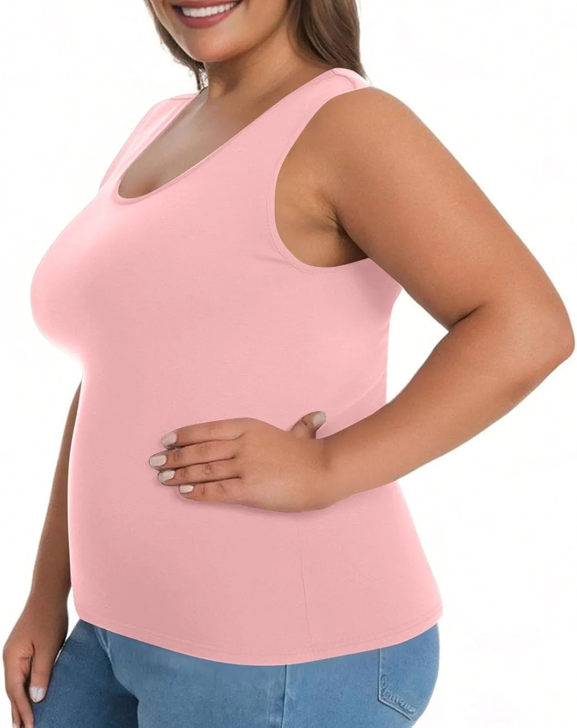 Womens Tank Tops with Built in Bra Plus Size Padded Stretchy Sports Shirt Workout Yoga Basic Undershirt
