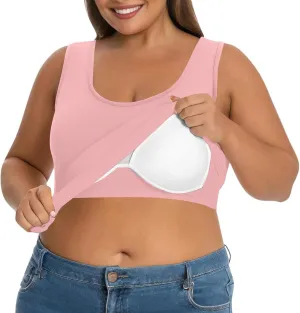 Womens Tank Tops with Built in Bra Plus Size Padded Stretchy Sports Shirt Workout Yoga Basic Undershirt