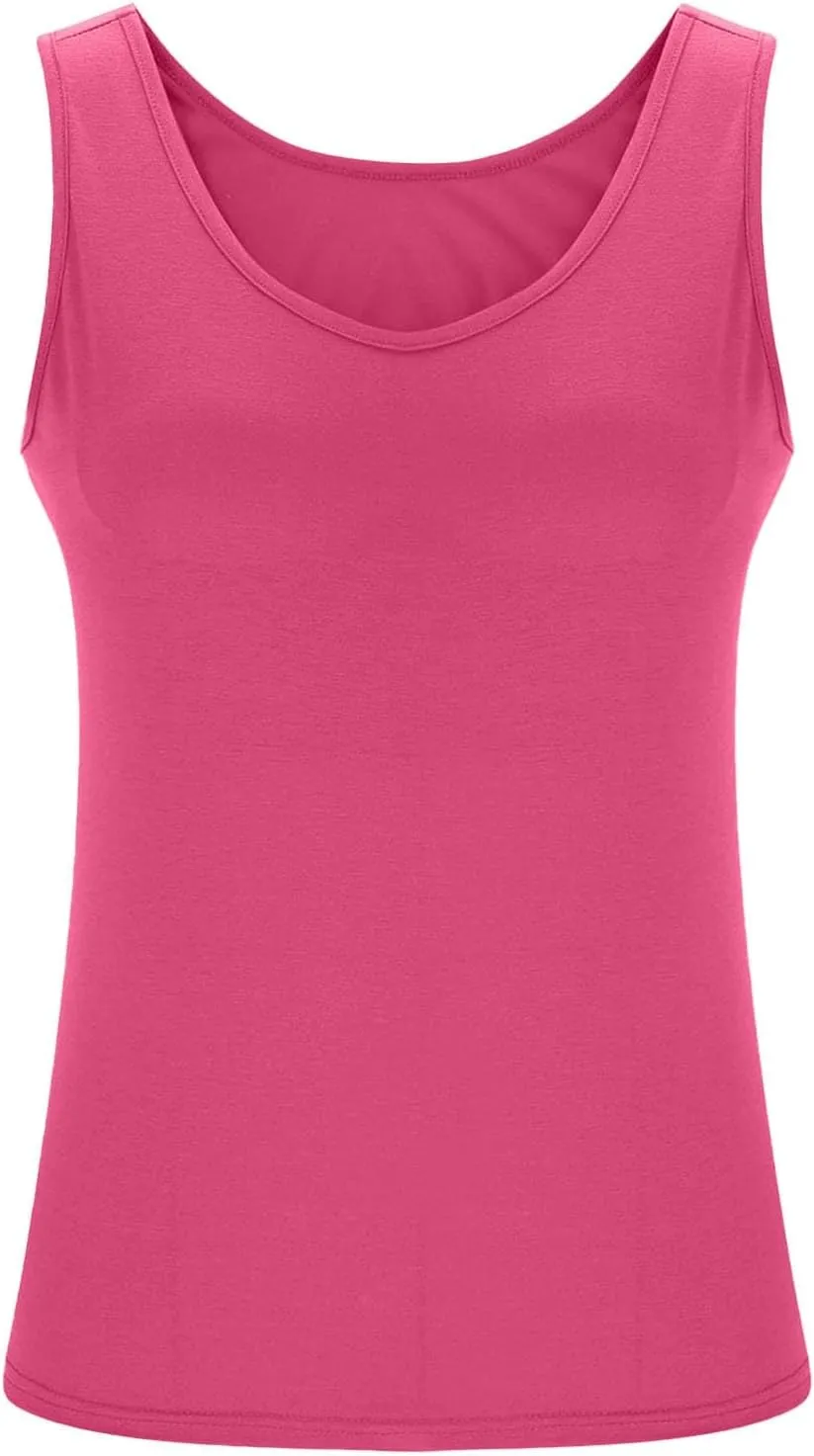 Womens Tank Tops with Built in Bra Plus Size Padded Stretchy Sports Shirt Workout Yoga Basic Undershirt