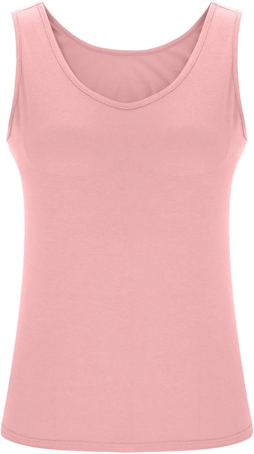Womens Tank Tops with Built in Bra Plus Size Padded Stretchy Sports Shirt Workout Yoga Basic Undershirt