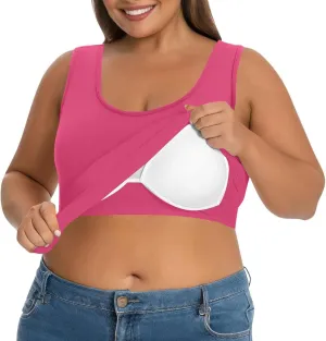 Womens Tank Tops with Built in Bra Plus Size Padded Stretchy Sports Shirt Workout Yoga Basic Undershirt