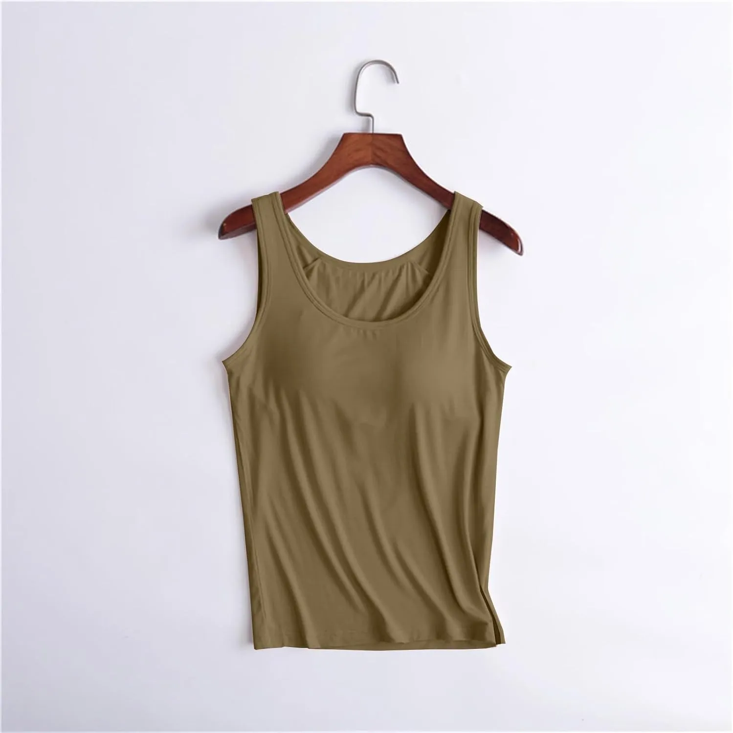 Womens Tank Tops with Built in Bra Plus Size Padded Stretchy Sports Shirt Workout Yoga Basic Undershirt