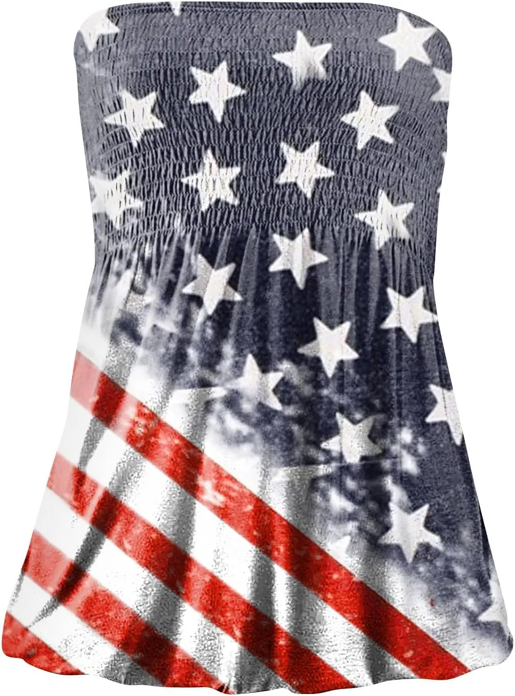 Womens Tube Tops Strapless Bandeau Tops Backless Sexy Tank Tops Smocked Ruffled Backless Tanks American Flag Shirt