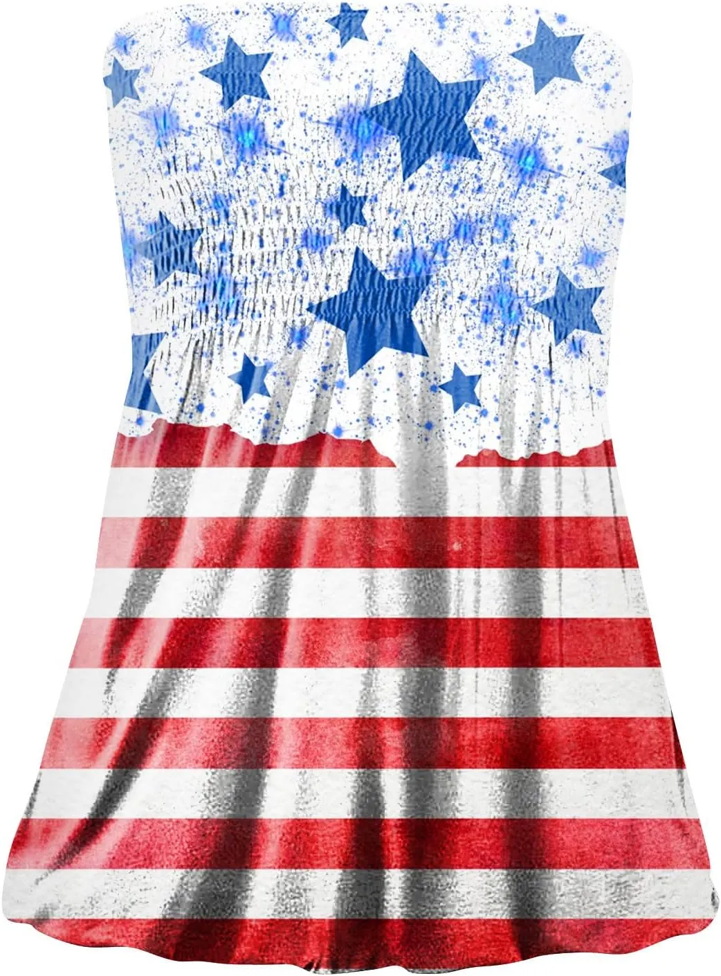 Womens Tube Tops Strapless Bandeau Tops Backless Sexy Tank Tops Smocked Ruffled Backless Tanks American Flag Shirt
