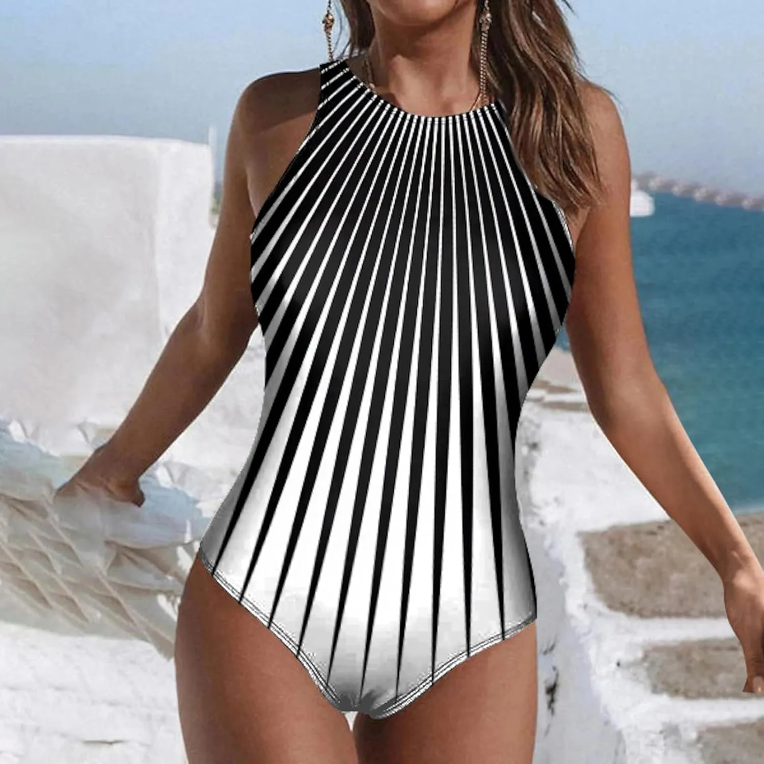 Womens Tummy Control Bathing Suits Wrap Tie Back Monokini Swimwear 1 Swimsuit Bathing Suits Athletic Modest Swimwear