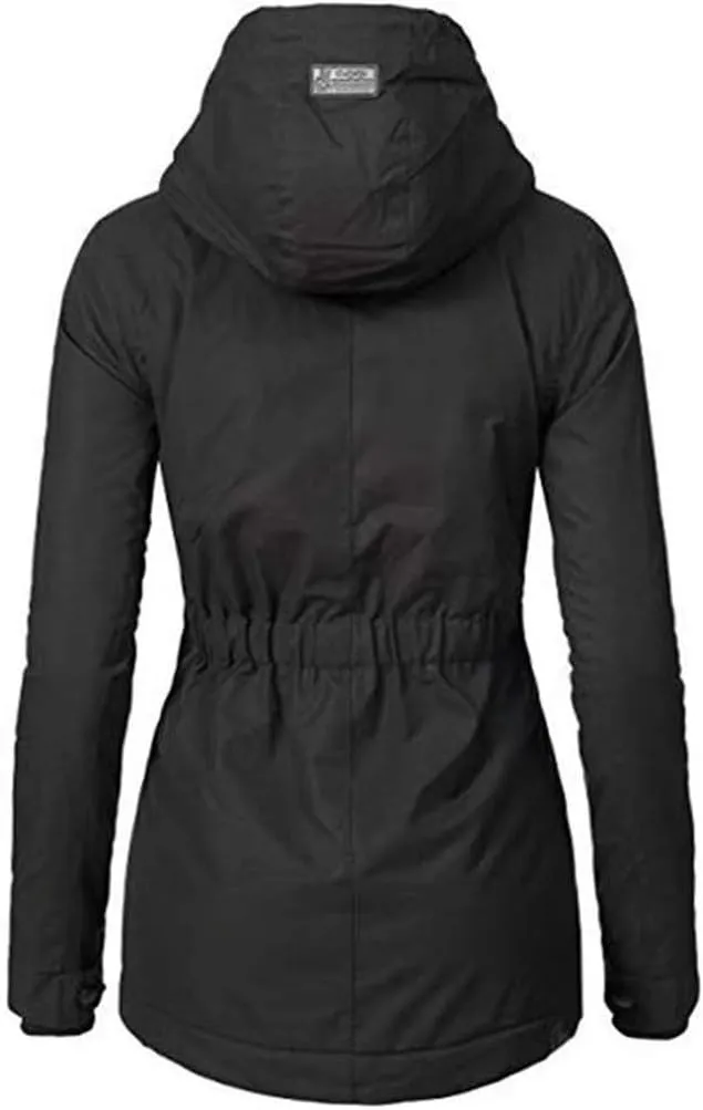 Women's Winter Puffer Coat Thicken Fleece Lined Slim Down Jacket Waterproof Hooded Parka Winter Coat Travel Plus Size
