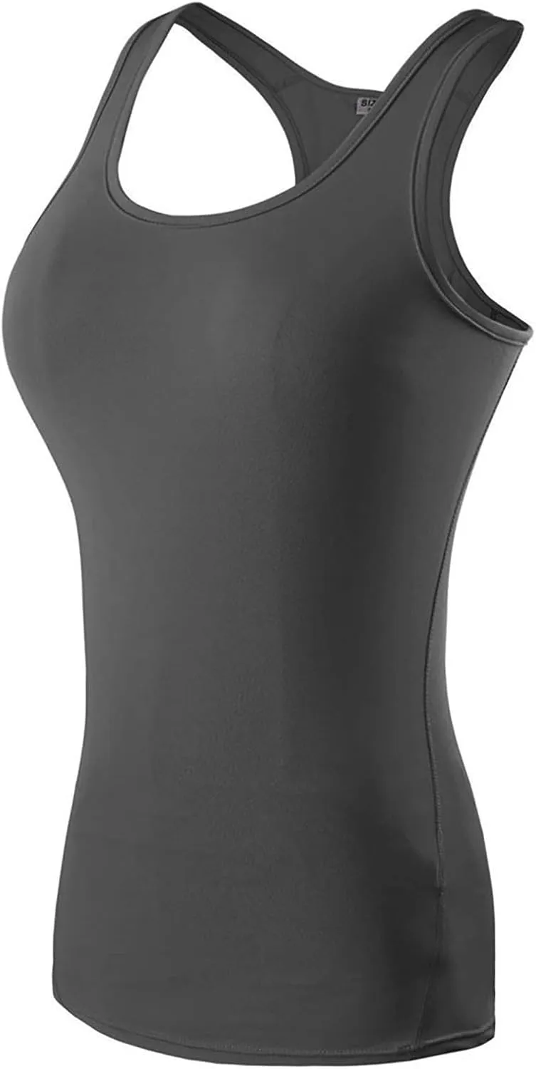Womens Workout Tank Tops Sports U Neck Sleeveless Compression Racerback Tanks Athletic Yoga Running Top