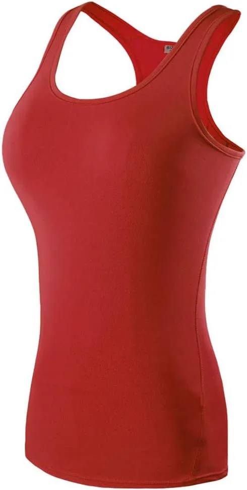 Womens Workout Tank Tops Sports U Neck Sleeveless Compression Racerback Tanks Athletic Yoga Running Top