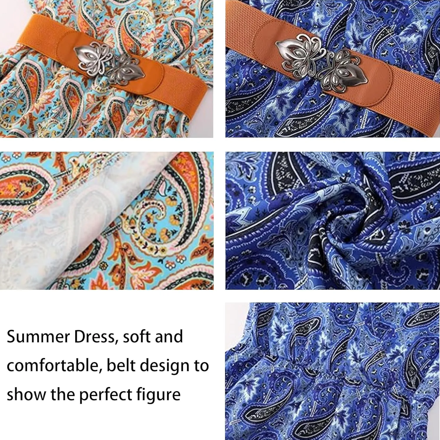 Woolicity Women's 2024 Floral Summer Dress Bohemian Maxi Dresses Wrap V Neck Short Sleeve Belted Midi Long Sun Dresses
