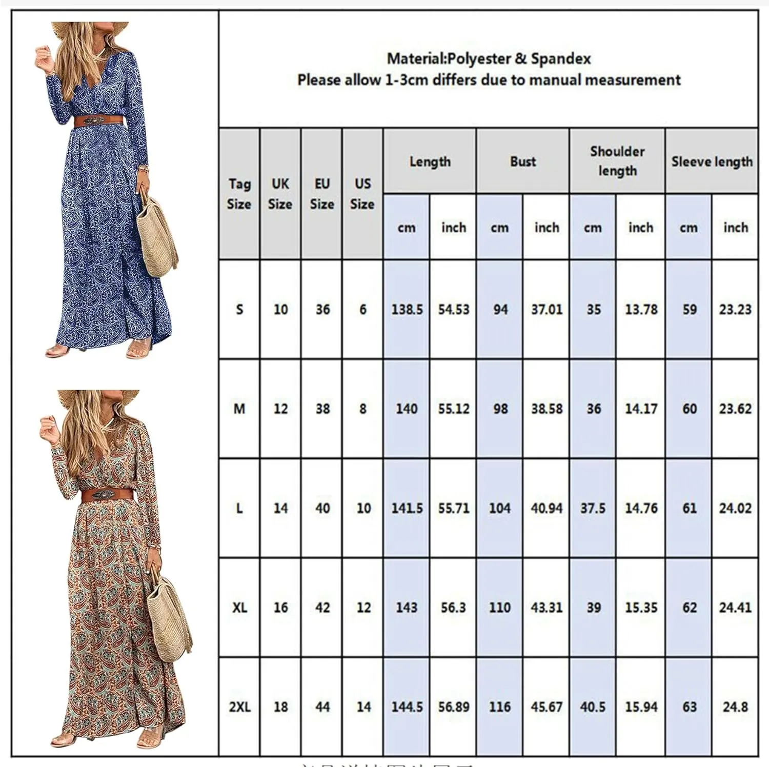 Woolicity Women's 2024 Floral Summer Dress Bohemian Maxi Dresses Wrap V Neck Short Sleeve Belted Midi Long Sun Dresses