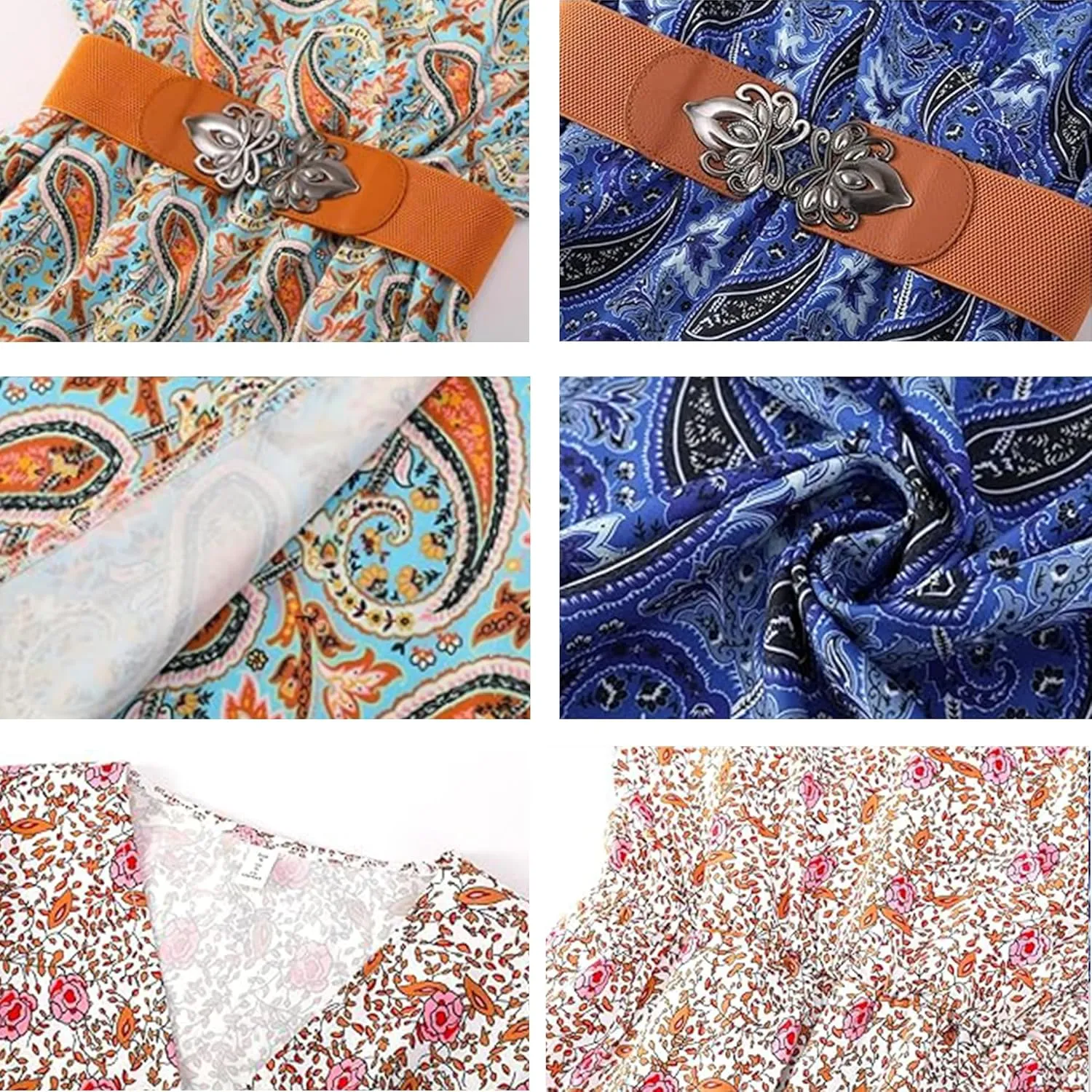 Woolicity Women's 2024 Floral Summer Dress Bohemian Maxi Dresses Wrap V Neck Short Sleeve Belted Midi Long Sun Dresses
