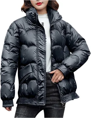 XUNRYAN Winter Coats for Women Waterproof Puffer Jackets Quilted Thick Down Coat Warm Parka Hooded Anorak Outerwear Overcoat