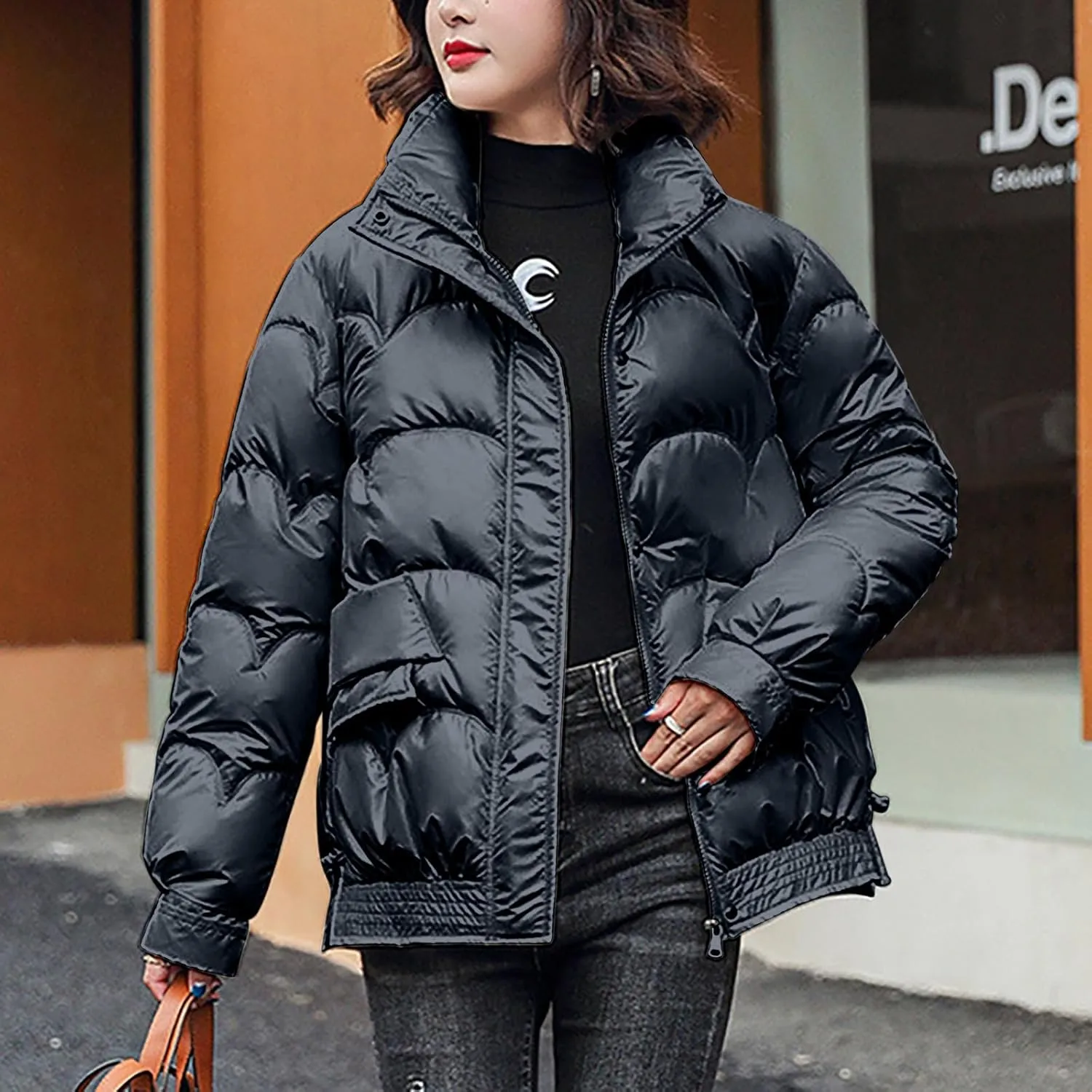 XUNRYAN Winter Coats for Women Waterproof Puffer Jackets Quilted Thick Down Coat Warm Parka Hooded Anorak Outerwear Overcoat