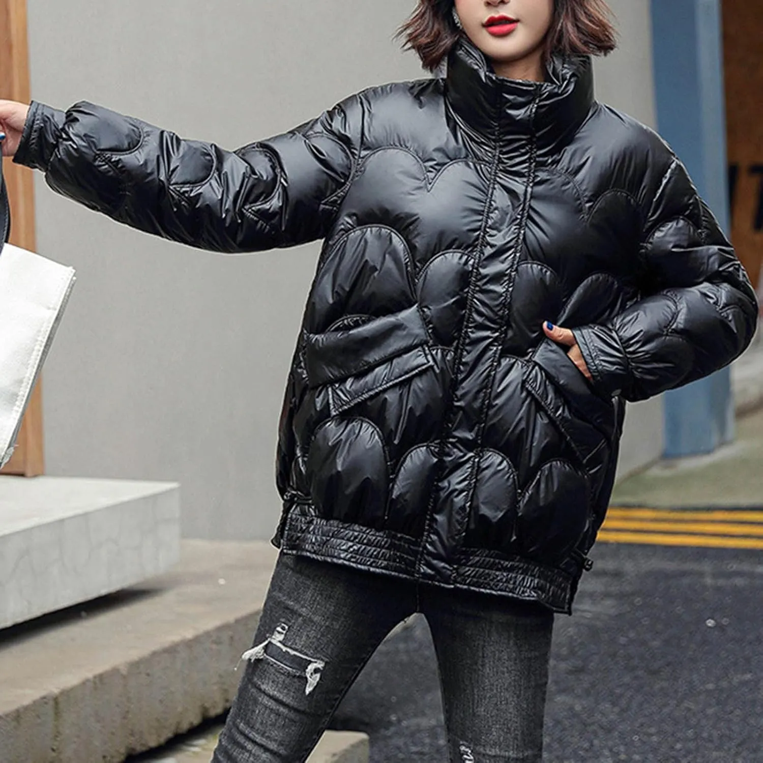 XUNRYAN Winter Coats for Women Waterproof Puffer Jackets Quilted Thick Down Coat Warm Parka Hooded Anorak Outerwear Overcoat